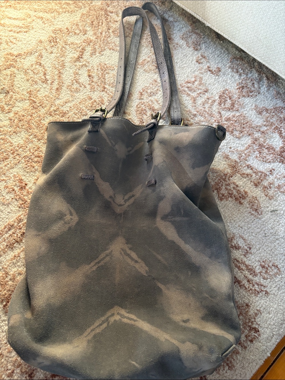 Canvas Tie-Dye Tote Bag in Gray